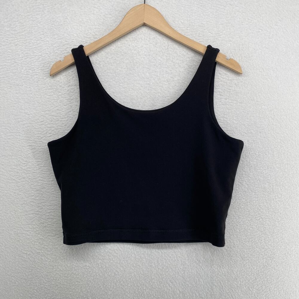 EILEEN FISHER Tank Top L Stretch Organic Cotton Jersey Crop Double Layer Black